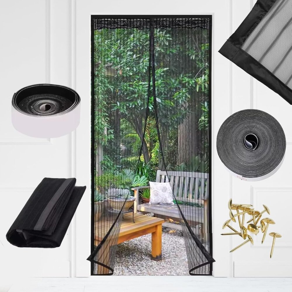 Mesh Magnetic Screen Door 60x82 Hands-Free Bug-Resistant